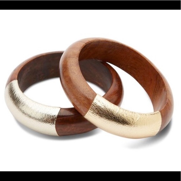 Raven and Lily Wood and Leather Bangle Bracelets - Picture 1 of 2